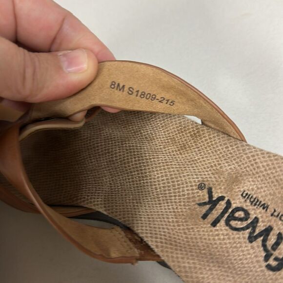 softwalk 8M Tan Brown Leather Slip On Support Soles Comfort Sandals - Picture 8 of 9